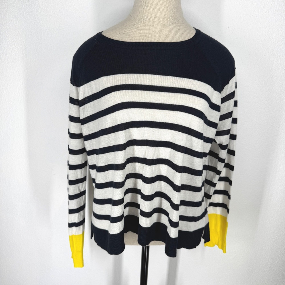 Zara Womens Striped Coastal‎ Sweater Fisherman Raglan Light Preppy Old Money